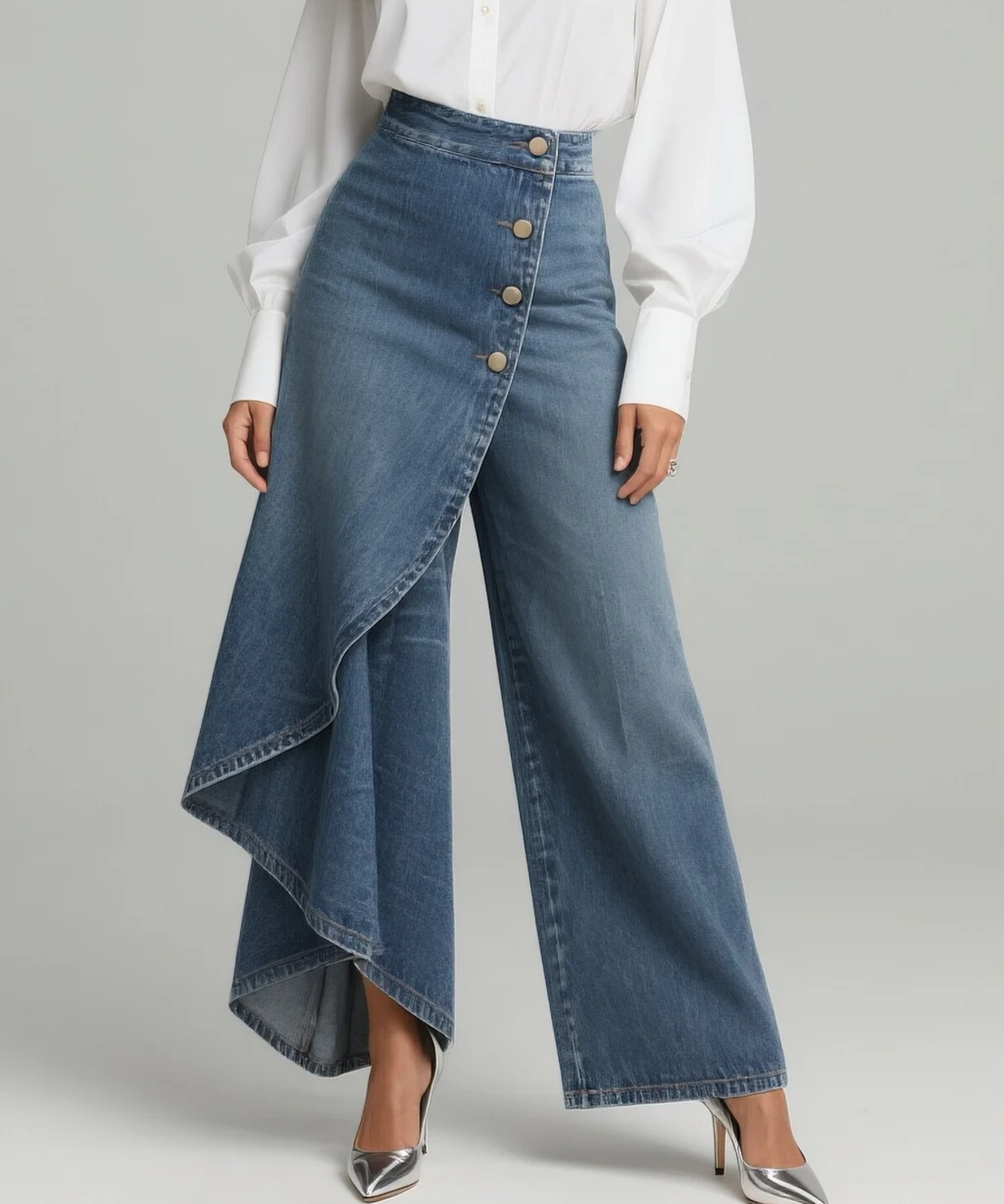 Maëlys | Denim Trousers with Tied Waist