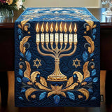 Quilted Table Runner with Illuminated Menorah