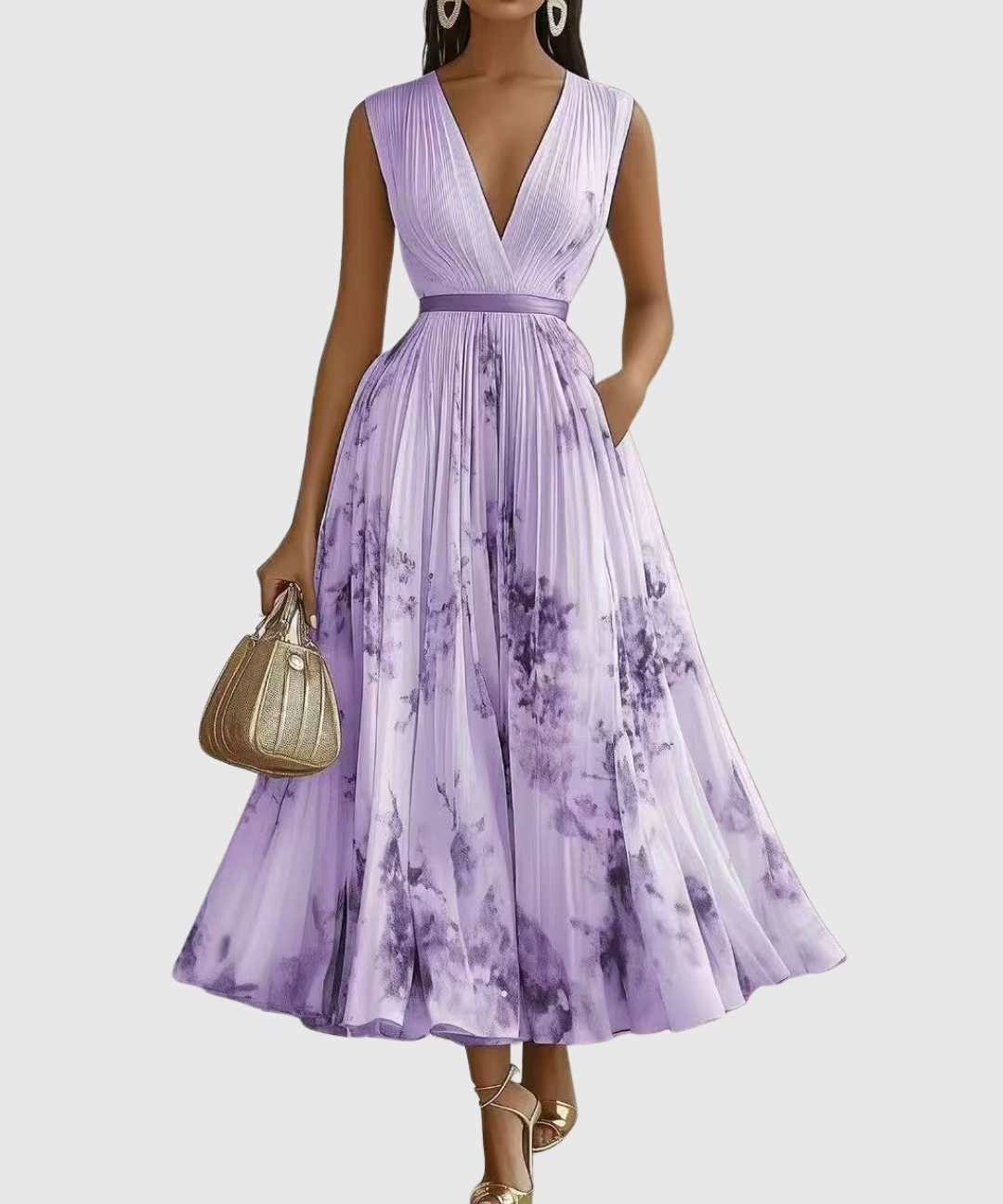 ROWELLA | ELEGANT PLEATED MAXI DRESS