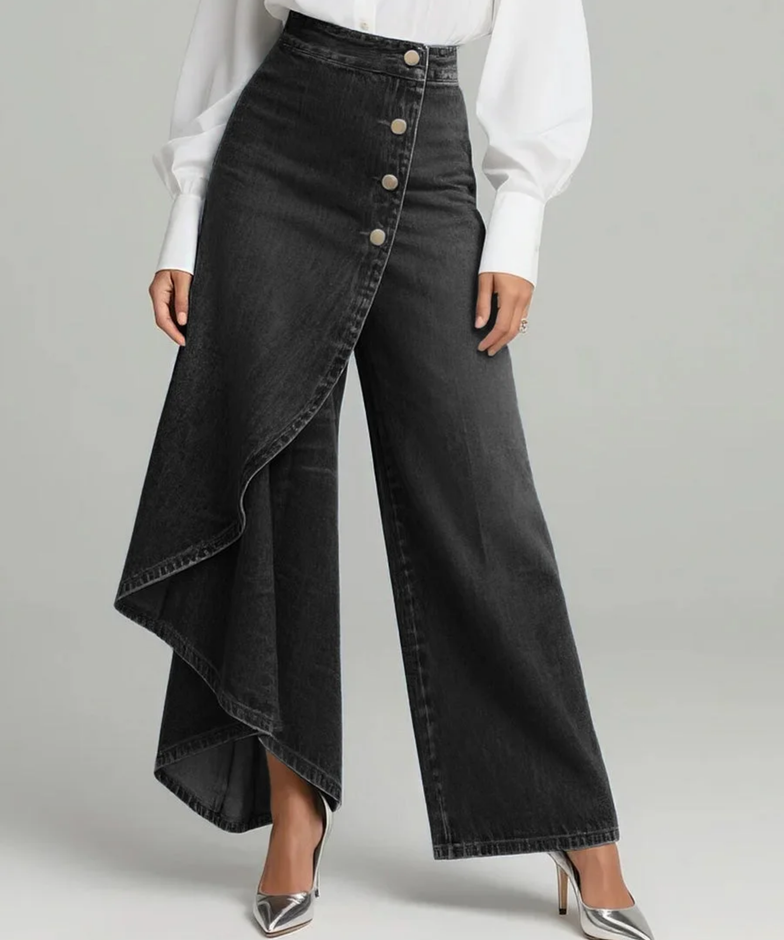 Maëlys | Denim Trousers with Tied Waist