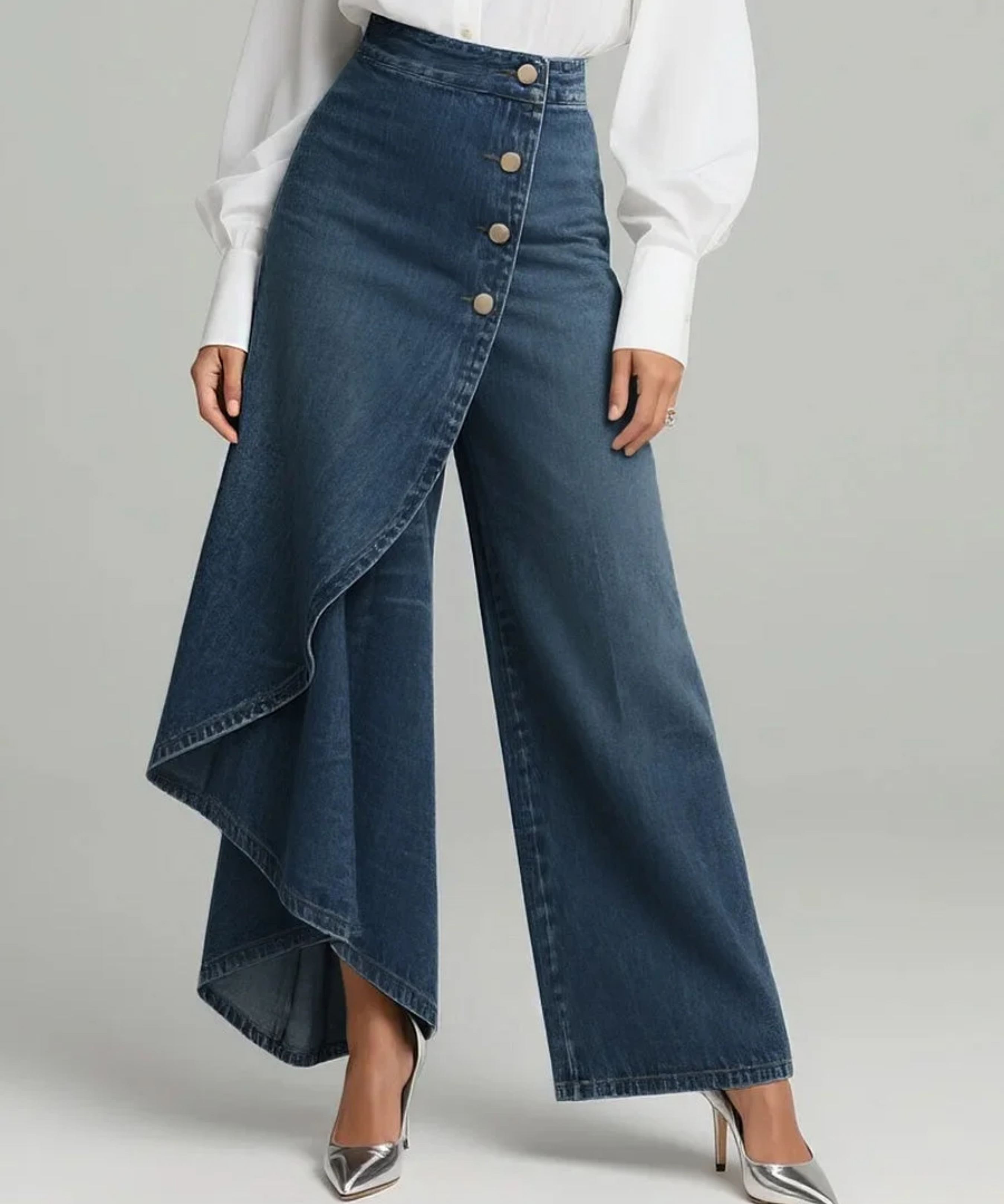 Maëlys | Denim Trousers with Tied Waist
