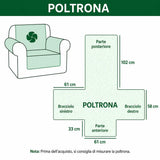 Quilted sofa cover with decorative pattern