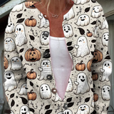 Deirdre | Halloween Cardigan with Ghost Pattern