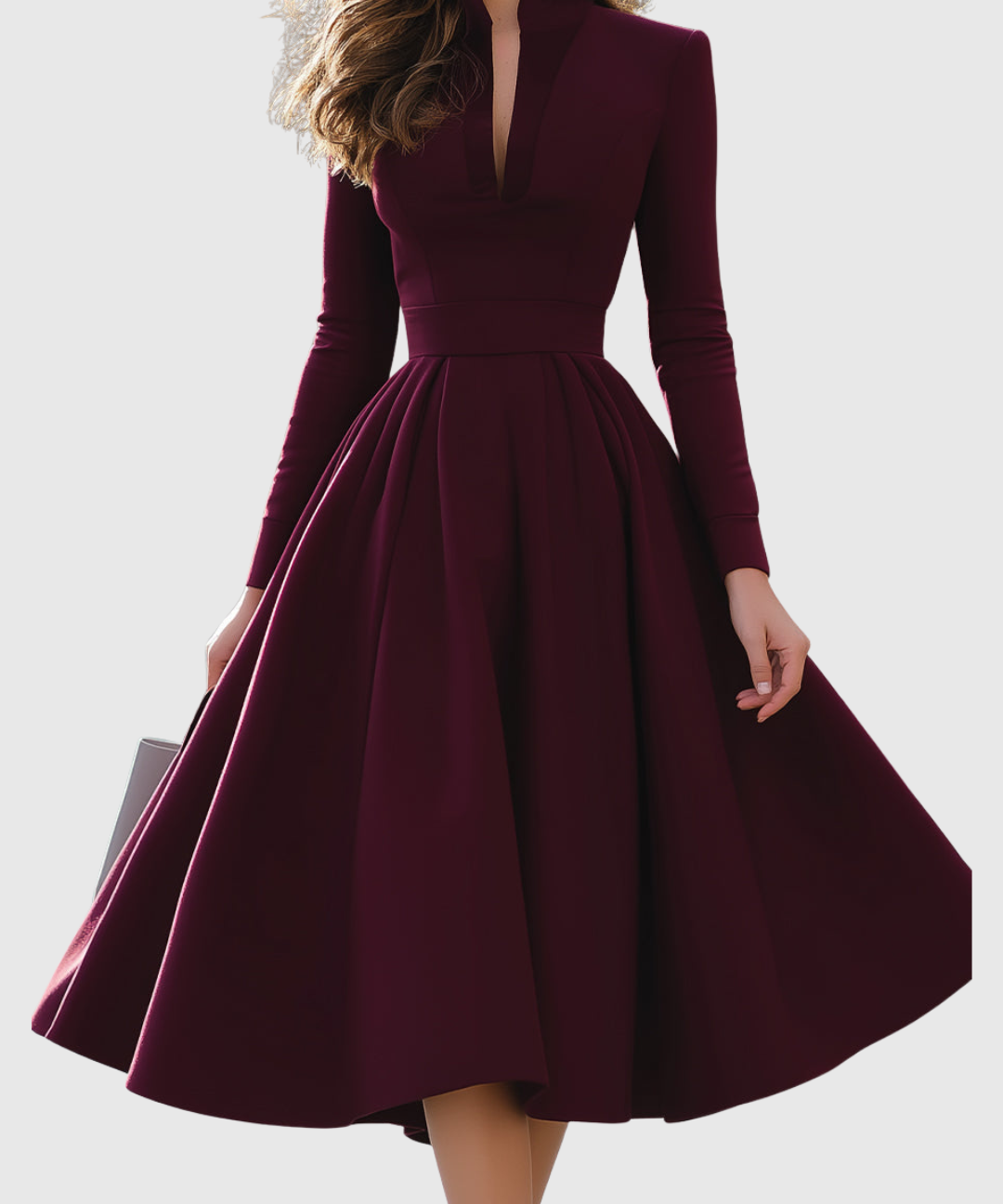 AVELINA | V-NECK MIDI DRESS