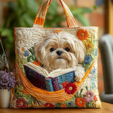 Handcrafted Bag - Shih Tzu with Books and Flowers