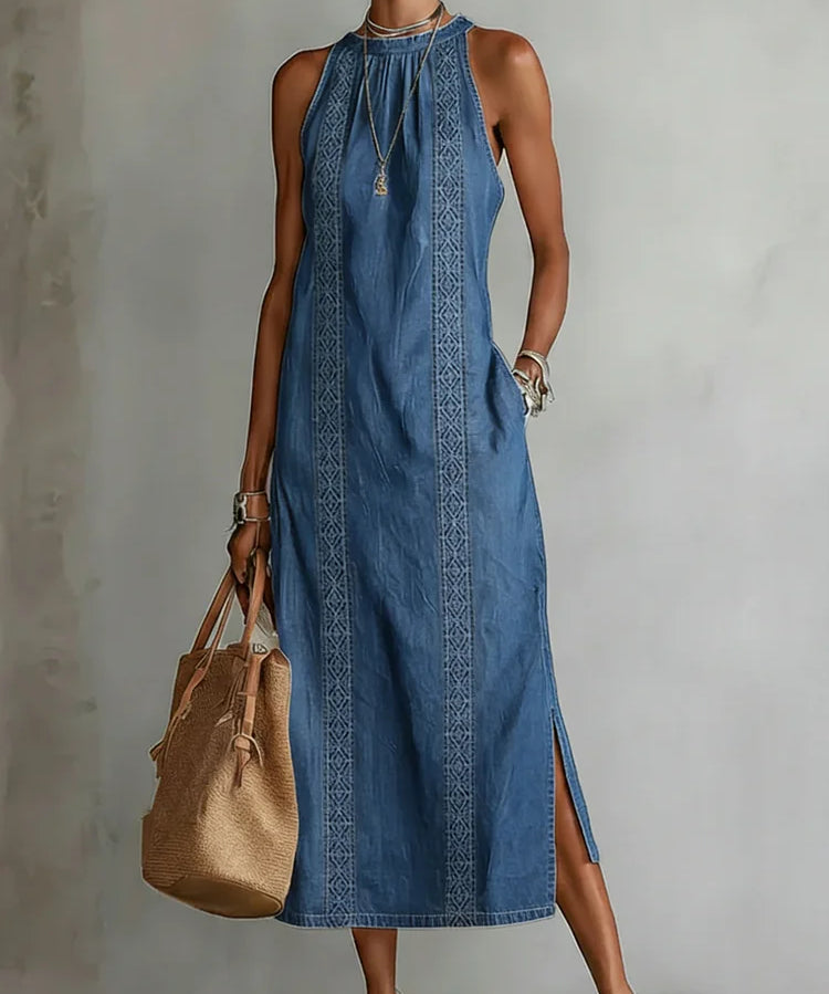 Soline | Denim Dress with Retro Lace