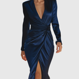 AVA | ELEGANT DEEP V-NECK DRESS