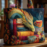 Handcrafted Bag - Dragon with Books and Mugs