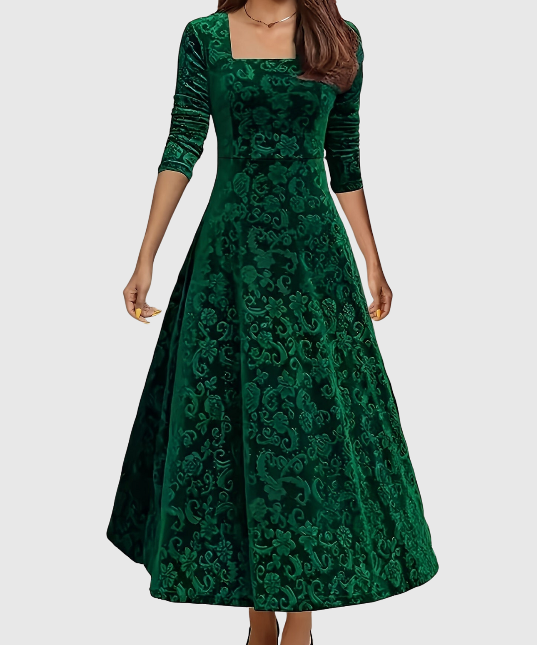 VESPERA | GRACEFUL FLORAL MIDI DRESS