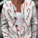 Cara | Festive cardigan with a candy cane pattern