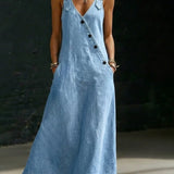 Lalie | Long Button-Up Denim Dress