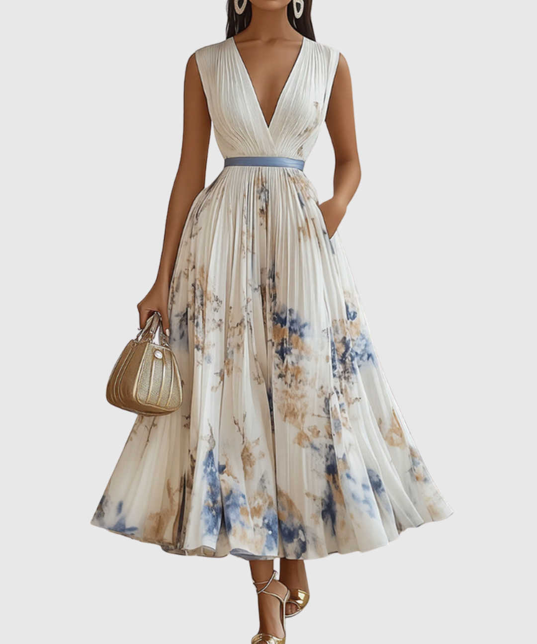 ROWELLA | ELEGANT PLEATED MAXI DRESS