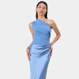 ALEIDA | ONE-SHOULDER SATIN MAXI DRESS