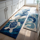 Non-slip kitchen mat with water and calm