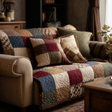 Quilted sofa cover with autumn pattern