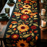 Autumn Sunflower Design Quilted Table Runner