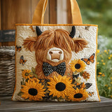 Handcrafted Bag - Highland Cow with Sunflowers