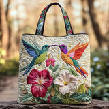 Handcrafted Bag - Hummingbird and White Flowers
