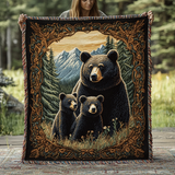 Black Bear Family Woven Blanket