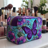 Padded Butterfly Floral Makeup Bag