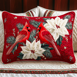 Quilted pillow cover with red cardinal NCU0NT9784