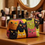 Quilted Makeup Bag with Cats