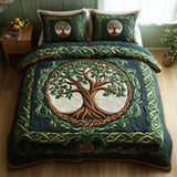 3-Piece Quilted Bed Set - Tree of Life Design