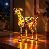 Whippet-Inspired Stained Glass Lamp