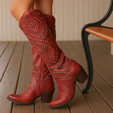 Inès | Western Knee-High Studded Boots