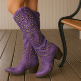 Inès | Western Knee-High Studded Boots