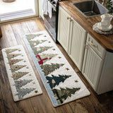 Non-slip Christmas kitchen rug with woodland path