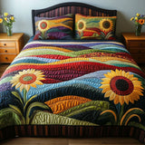 3-Piece Bedspread Set with Sunflower Design