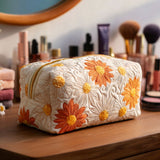 Quilted Make-up Bag with Daisy Charm