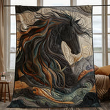Quilted Blanket with Dynamic Horse Design