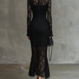 Jeanne | Elegant Lace Maxi Dress with Mermaid Hem