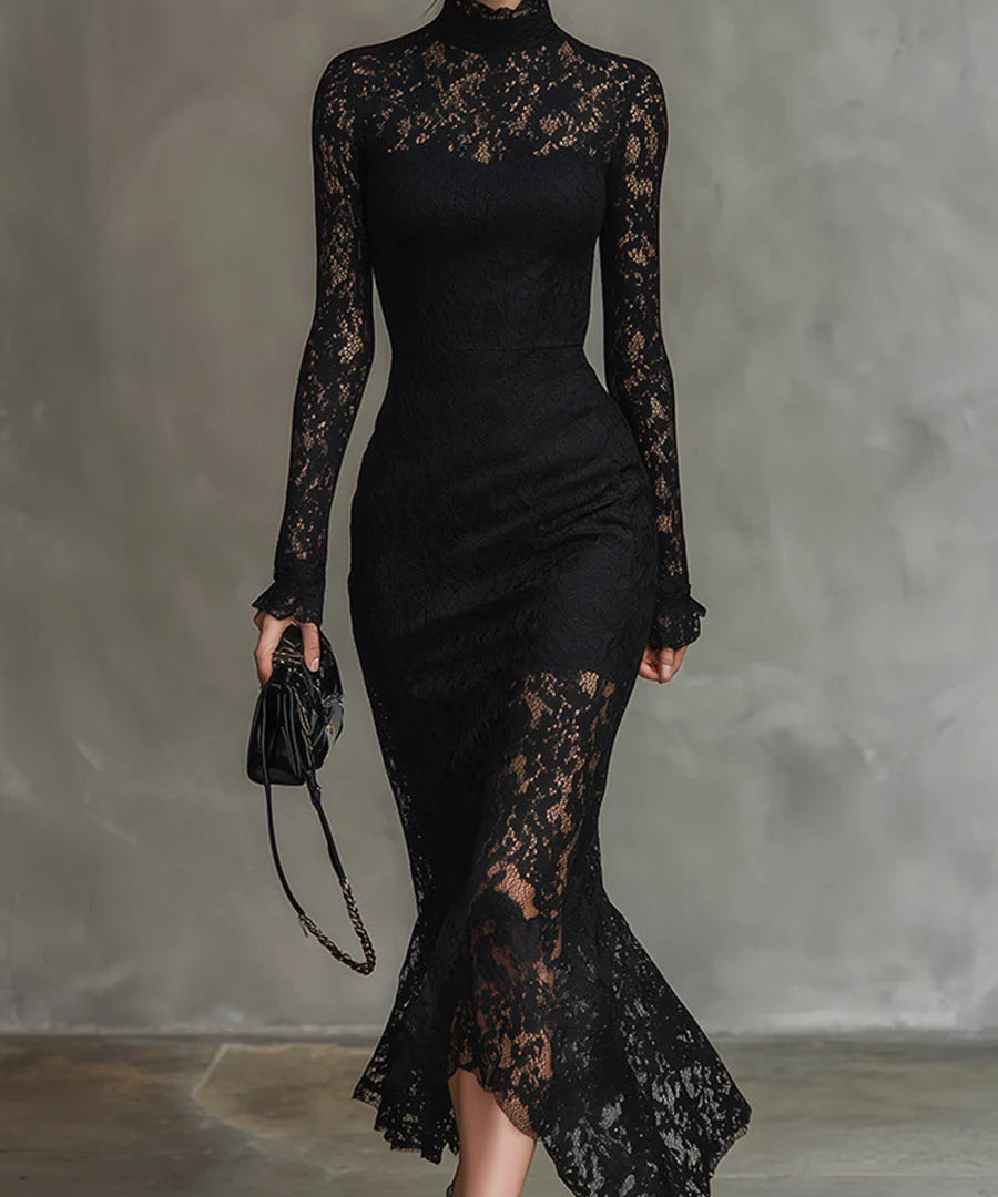 Jeanne | Elegant Lace Maxi Dress with Mermaid Hem