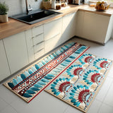 Non-slip kitchen rug with feather crown