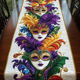 Quilted table runner with carnival mask design