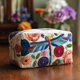 Quilted Flip Flap Fly Makeup Bag