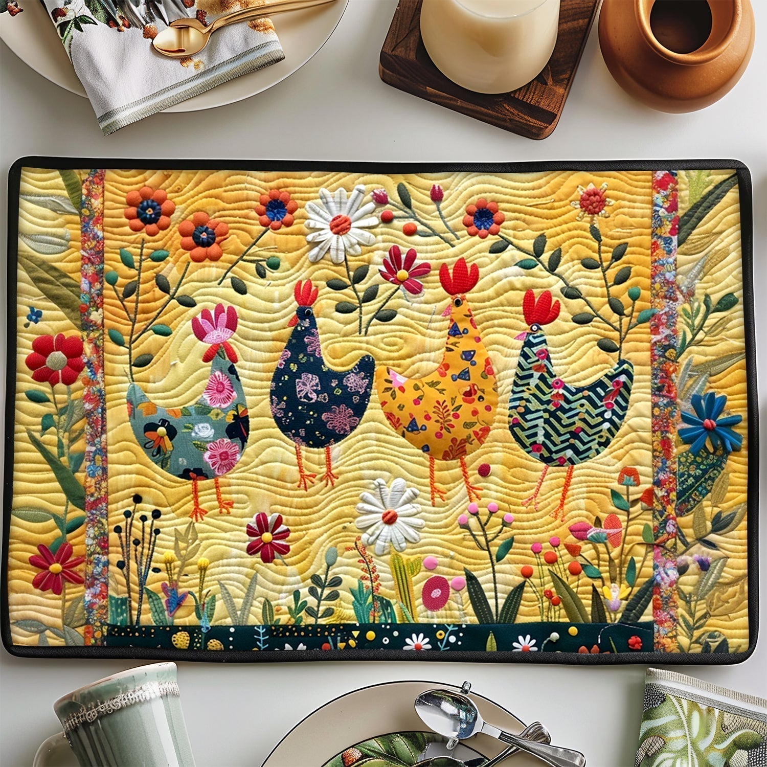 Quilted Placemat with Chicken