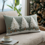 Quilted pillow cover with snow-covered pines NCU0DV7563