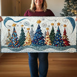 Quilted Table Runner - Pine Forest Design in Snowy Landscape