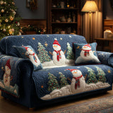 Quilted sofa cover with winter pattern