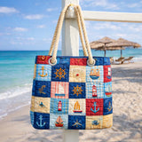 Handmade Beach Bag | Nautical Patchwork Design