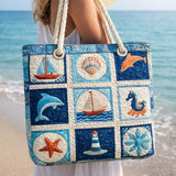 Handmade Beach Bag with Marine Creatures Design