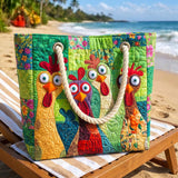 Funky Chicken Art Beach Bag