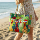 Funky Chicken Art Beach Bag