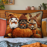 Quilted pillow cover with bunny and autumn harvest NCU0NT9340