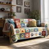 Quilted Sofa Cover with Paw Prints