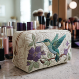 Hummingbird Bloom Padded Makeup Bag